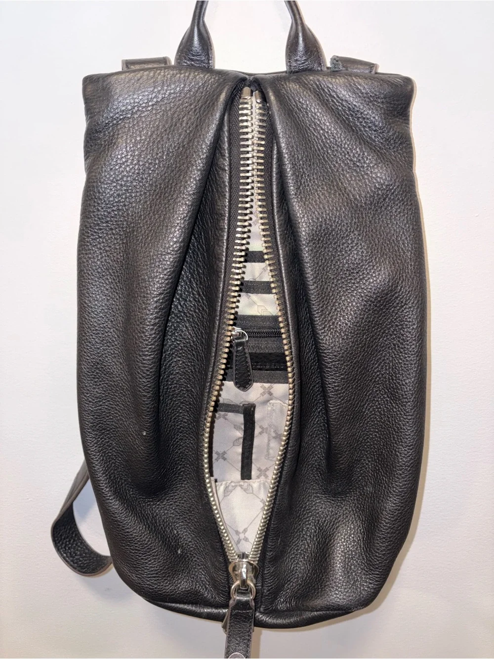 Aimee Kestenberg Tamitha Black Pebbled Leather Backpack Silver Hardware